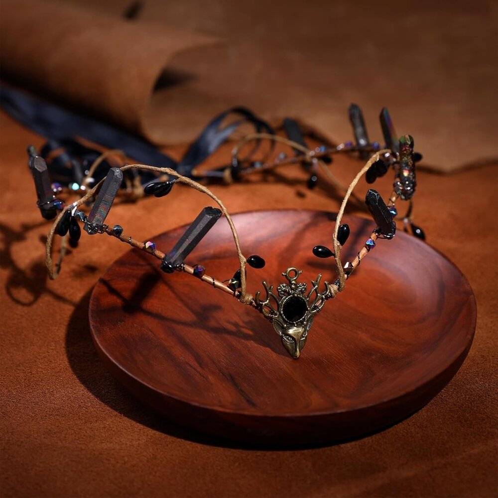 Elf Crystal Crown Tiara - Fairy Headpiece Viking Headband Elven Circlet for Rena - Picture 4 of 7